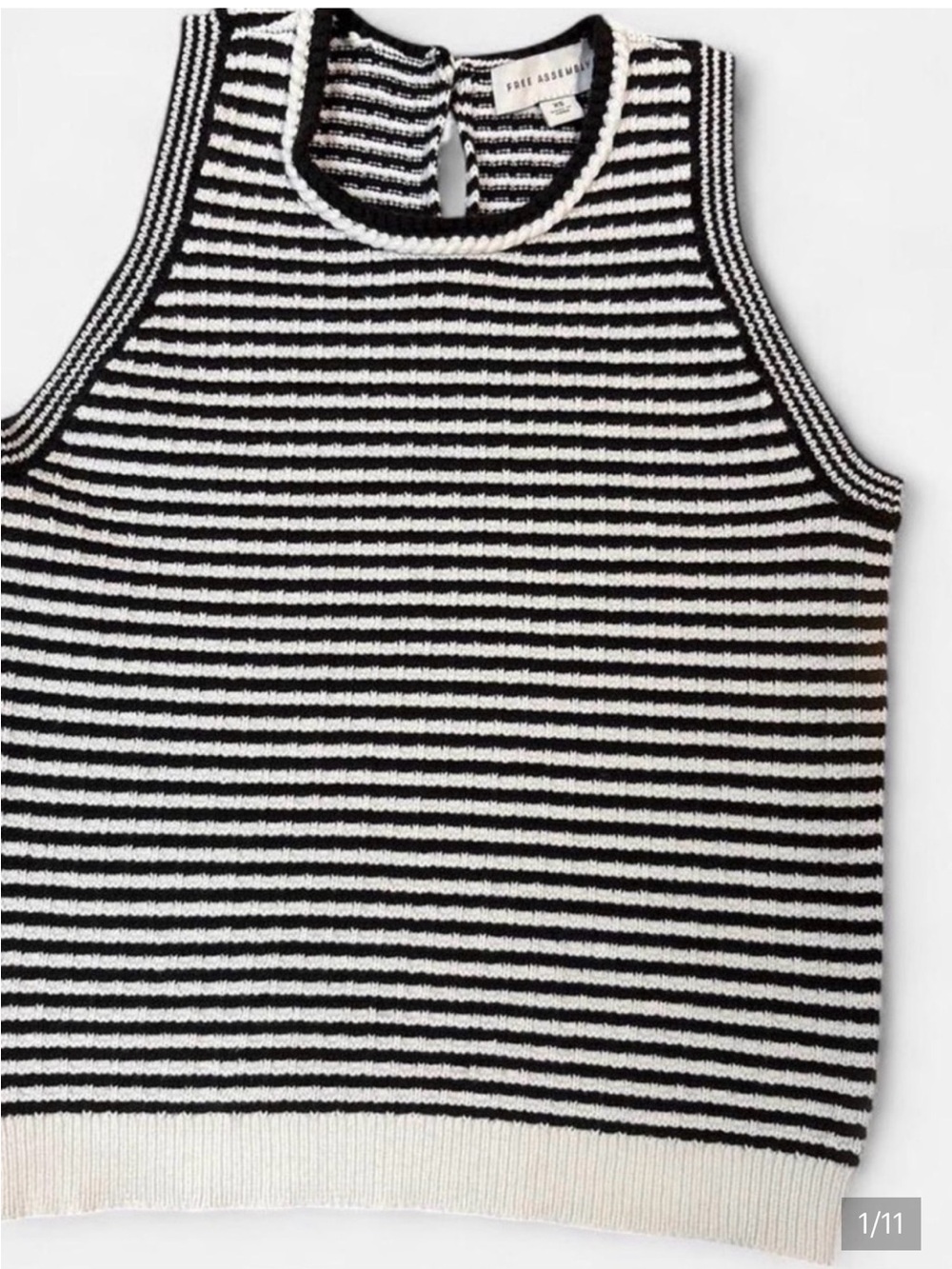 Striped Knit Sleeveless Sweater Vest - Black & White Free Assembly
